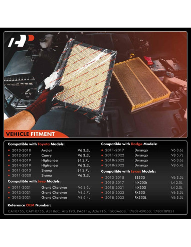 Filtro de aire A-Premium para Toyota, Dodge, Jeep, Lexus