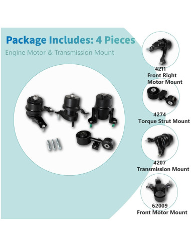 Kit Montaje Motor Transmisión FIWARY Toyota Camry 2.4L 2007-2011