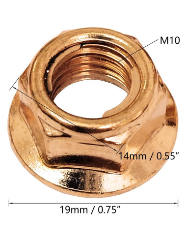 20 Tuercas de Colector de Escape M10 Cobre Auto-Bloqueantes