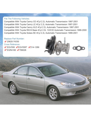 Válvula EGR Toyota Camry 2.2L 1997-2001 + Junta