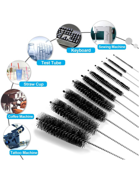 Juego de 10 Cepillos de Tubo de Nylon 21 cm - MOSOLAN