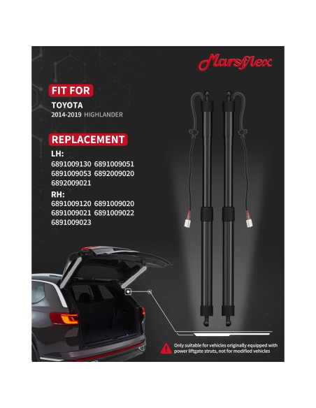 Actuador de Portón Trasero Marsflex para Toyota Highlander 2014-2019