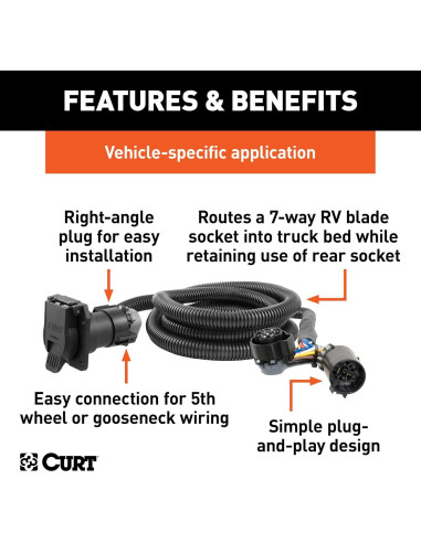 Extensión de Cableado de Remolque CURT 56070 2,13 m 7 Pines