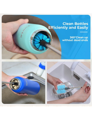 Juego de 5 cepillos limpiadores TooLe para botellas y popotes