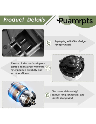 Motor de Soplador de Calefacción PUAMRPTS para Toyota Camry 1997-2001 y Solara 1999-2003