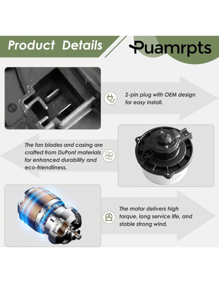 Motor de Soplador de Calefacción PUAMRPTS para Toyota Camry 1997-2001 y Solara 1999-2003
