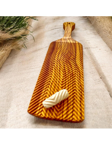 Tabla de Gnocchi de Madera de Olivo Chevron 28x8 cm - Herramienta de Cocina Italiana