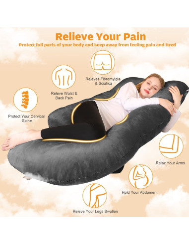 Almohada de Embarazo Chilling Home 58" Negra Cuerpo Completo