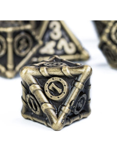 Juego de Dados de Metal UDIXI D&D 7 Piezas Bronce Antiguo 2