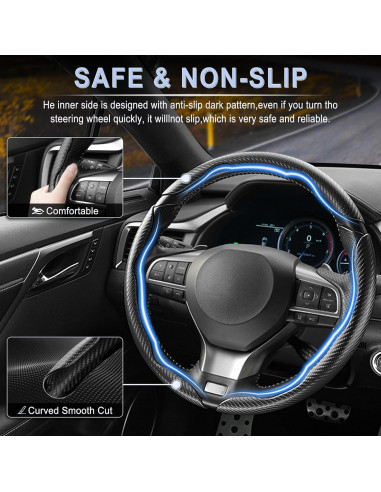 Funda de Volante Antideslizante Amiss 3 Piezas Negro