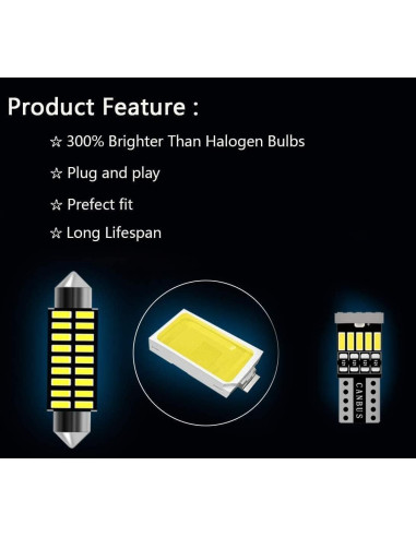 Kit 20 Bombillas LED Interior AWALITED Toyota Sequoia 2008-2021