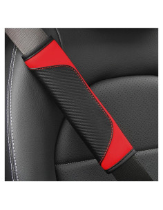 Funda de Cinturón de Seguridad Osilly 2PCS Rojo Fibra Carbono