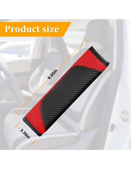 Funda de Cinturón de Seguridad Osilly 2PCS Rojo Fibra Carbono