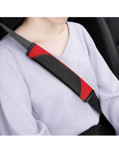 Funda de Cinturón de Seguridad Osilly 2PCS Rojo Fibra Carbono