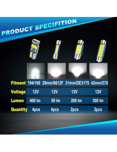 Kit de luces LED interior WEIMELTOY para Toyota Tacoma 2005-2021 2