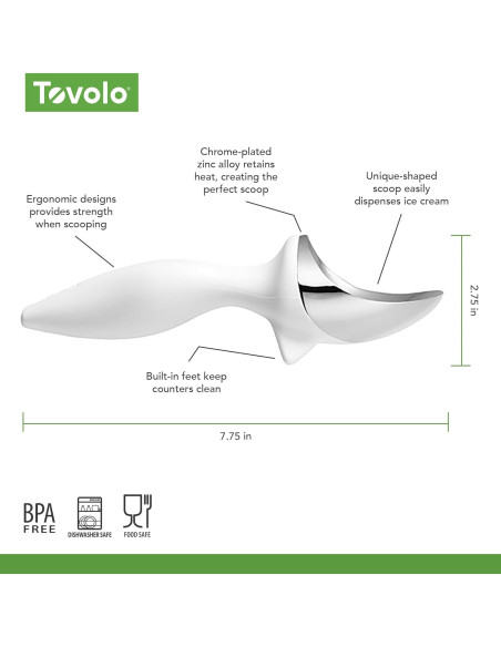 Cucharón de Helado Tovolo Tilt-Up Blanco - Antideslizante y Apto Lavavajillas