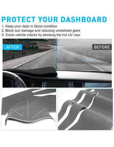 Cubierta de tablero REMOCH para Toyota Camry 2007-2011 Gris