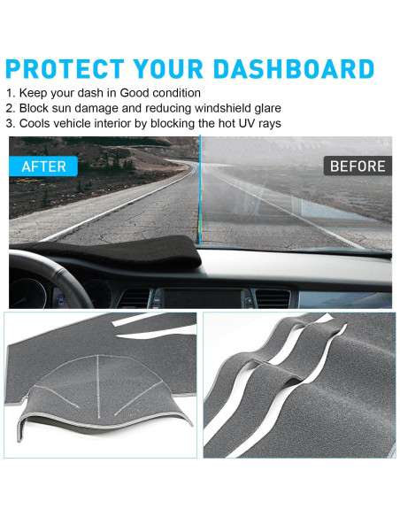 Cubierta de tablero REMOCH para Toyota Camry 2007-2011 Gris