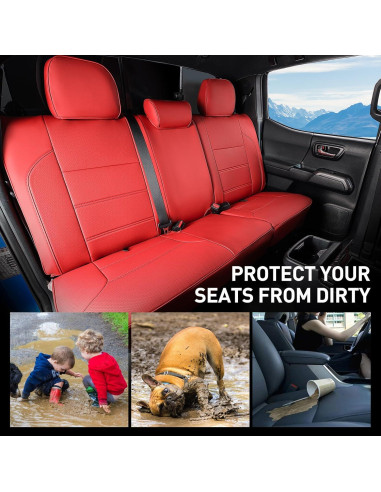 Funda de Asiento DrCarNow para Toyota Tacoma 2016-2023 Rojo