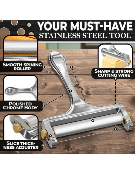 Cortador de Queso V TOWER de Acero Inoxidable con Alambre