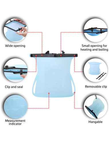 Bolsas de Silicona Reutilizables WISELLY 1.42 L A prueba de Fugas