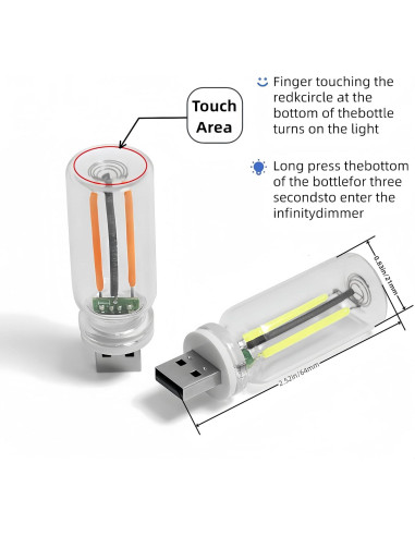 Lámpara LED USB para Coche Suxuangou Luz Amarilla