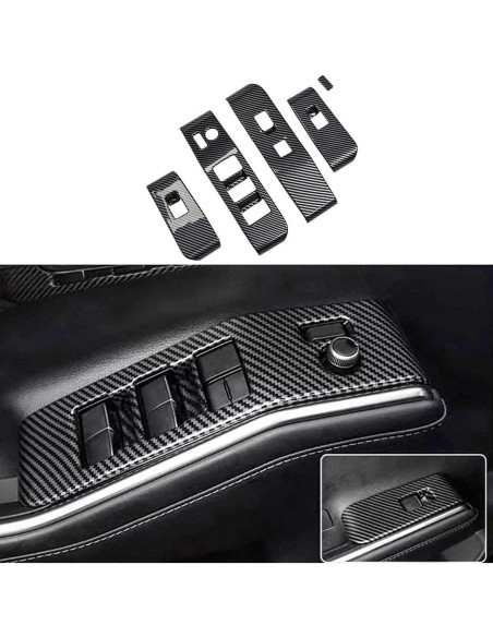 Cubierta Interruptor Ventana Toyota Highlander 2020-2025 Fibra Carbono