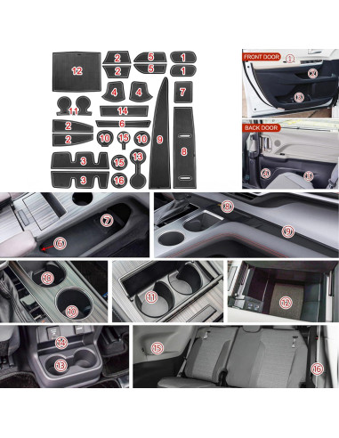 Inserto para Portavasos SENSHINE Toyota Sienna 2021-2025 Set 25 Piezas