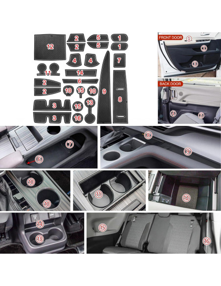 Inserto para Portavasos SENSHINE Toyota Sienna 2021-2025 Set 25 Piezas