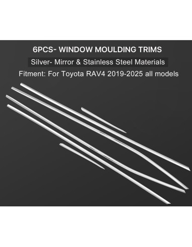 Cubiertas de Moldura de Ventana Toyota RAV4 2019-2025 Acero Inox