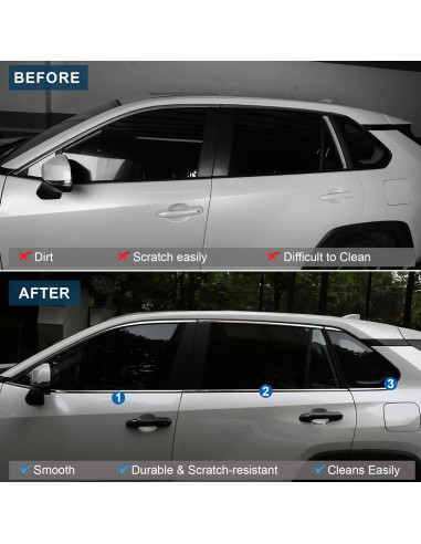 Cubiertas de Moldura de Ventana Toyota RAV4 2019-2025 Acero Inox