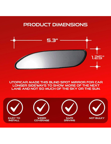 Espejo Convexo Utopicar para Punto Ciego Auto - Ajustable
