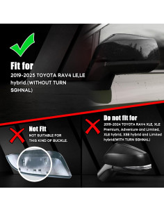 Cubierta de Espejo Sportuli Negra Brillante para Toyota RAV4 2019-2025 2