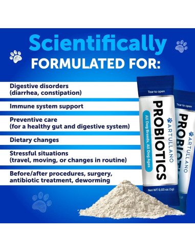 Polvo Probiotico para Perros Artullano 30 Palitos 59g Salud Digestiva