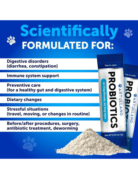 Polvo Probiotico para Perros Artullano 30 Palitos 59g Salud Digestiva