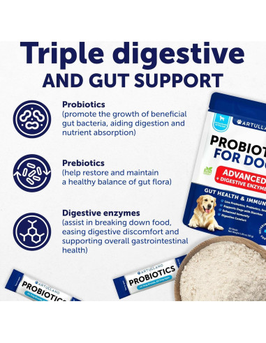 Polvo Probiotico para Perros Artullano 30 Palitos 59g Salud Digestiva