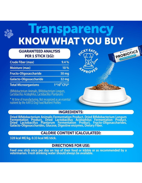 Polvo Probiotico para Perros Artullano 30 Palitos 59g Salud Digestiva