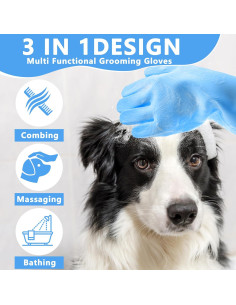 Guantes de Aseo para Mascotas Maiiu - Silicona Azul 32x16cm 2