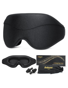 Máscara para dormir BeHoomi negra 3D ajustable blackout total
