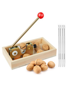 Rompedor de Nueces NIZODO con Base de Madera y 4 Picos