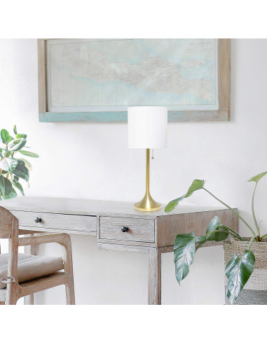 Lámpara de mesa Simple Designs LT1076-GDW dorada y blanca