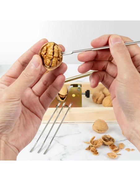 Rompedor de Nueces NIZODO con Base de Madera y 4 Picos