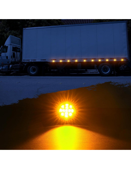 8 Luces LED Ámbar 2.5" PVerandio para Remolque 12V