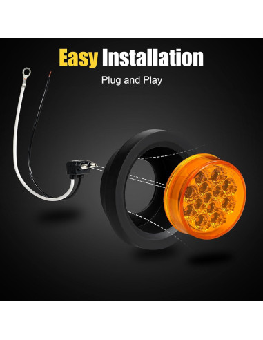 8 Luces LED Ámbar 2.5" PVerandio para Remolque 12V