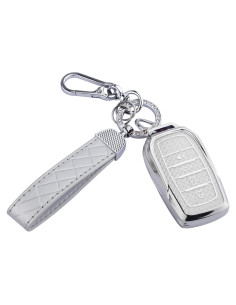 Cubierta de Llave Fob Seedwee para Toyota 4 Botones Plata