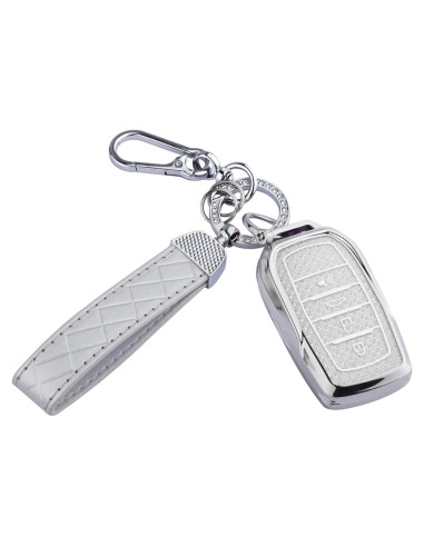 Cubierta de Llave Fob Seedwee para Toyota 4 Botones Plata