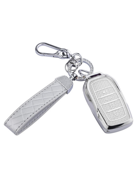 Cubierta de Llave Fob Seedwee para Toyota 4 Botones Plata