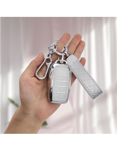 Cubierta de Llave Fob Seedwee para Toyota 4 Botones Plata