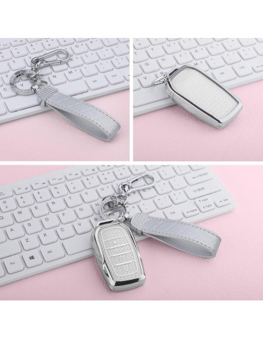 Cubierta de Llave Fob Seedwee para Toyota 4 Botones Plata