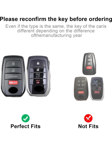 Cubierta de Llave Fob Seedwee para Toyota 4 Botones Plata